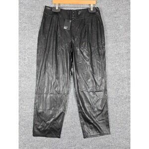 PAIGE Jazz Pant Faux Leather Black High‎ Waisted Pleated Women Size 12 NWT
